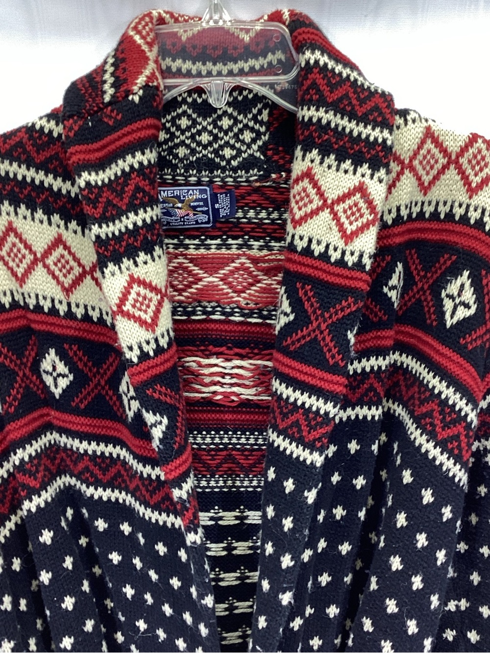 Ralph Lauren American Living Cardigan Sweater Nordic Fair Isle Wrap Shawl Collar - Picture 2 of 11